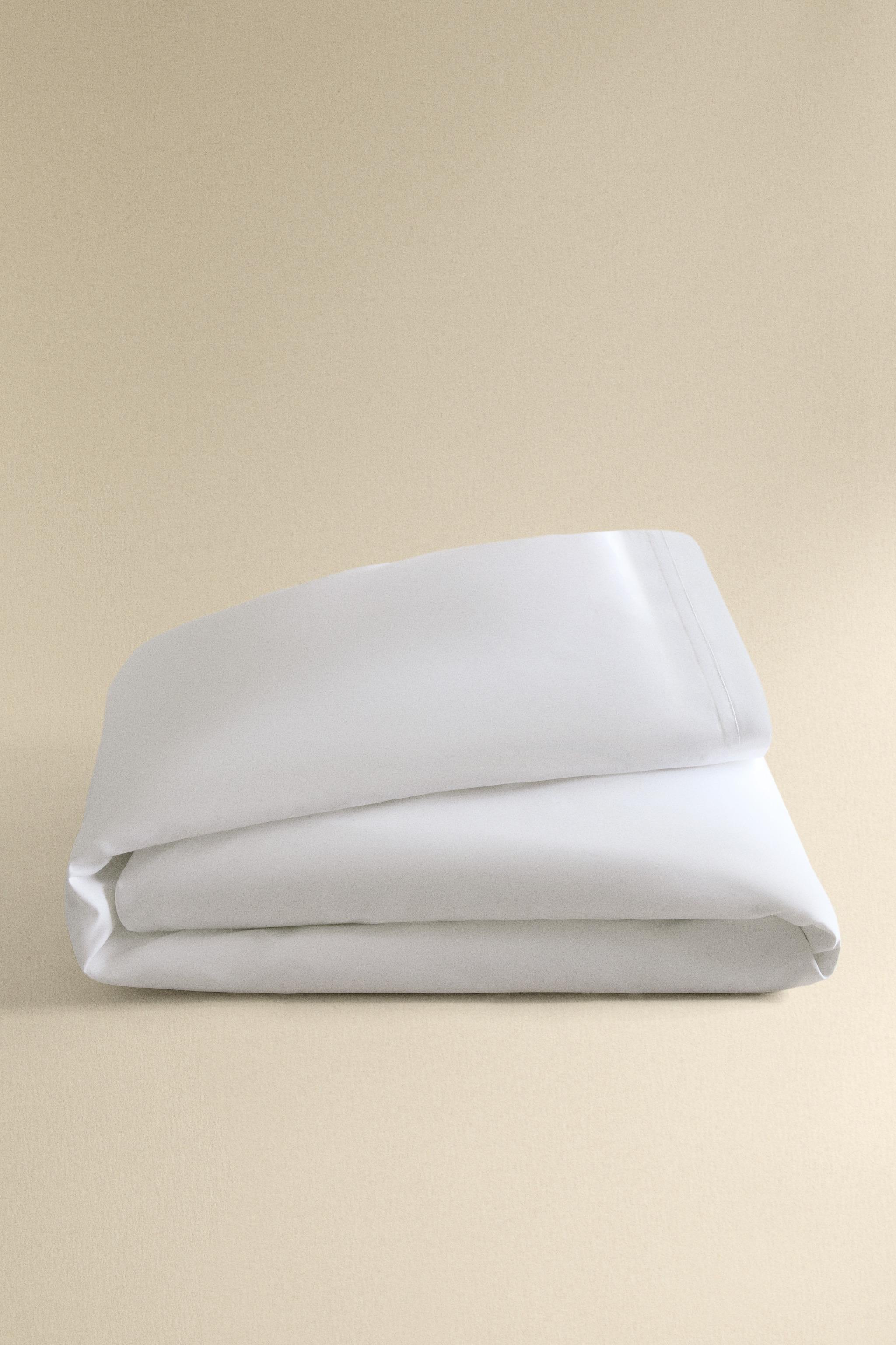 HOUSSE DE COUETTE COTON SATIN BORD PLISSÉ (1000 FILS)